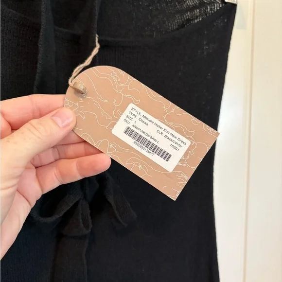 NWT Meshki Melodie Halter Knit Maxi Dress - Black/White size large - Picture 7 of 11